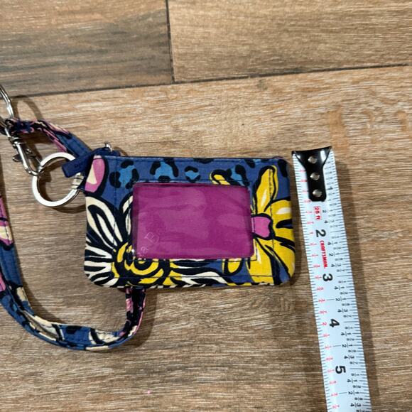 Vera Bradley Zip ID Case Card Mini Wallet Key Chain With Neck Strap - Picture 3 of 4